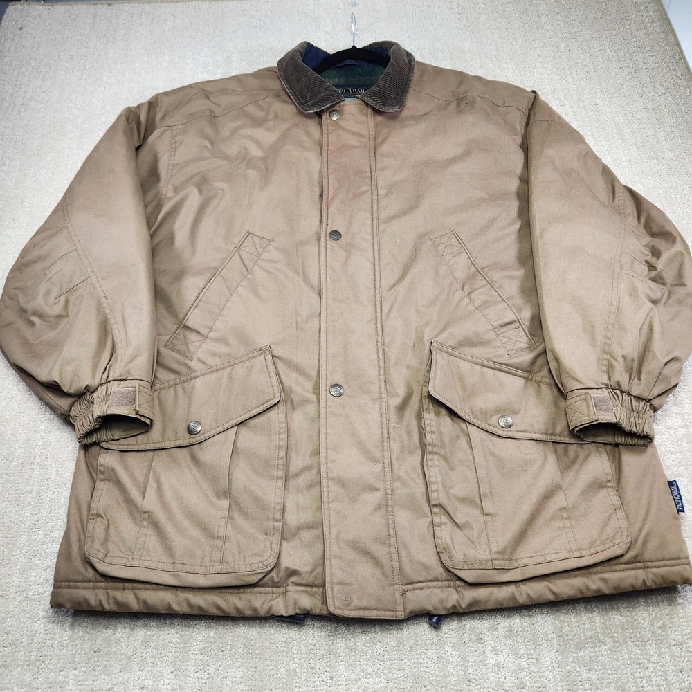 Vintage Barn Jacket Chore Coat Men XL Corduroy Collar Canvas Lined Insulated